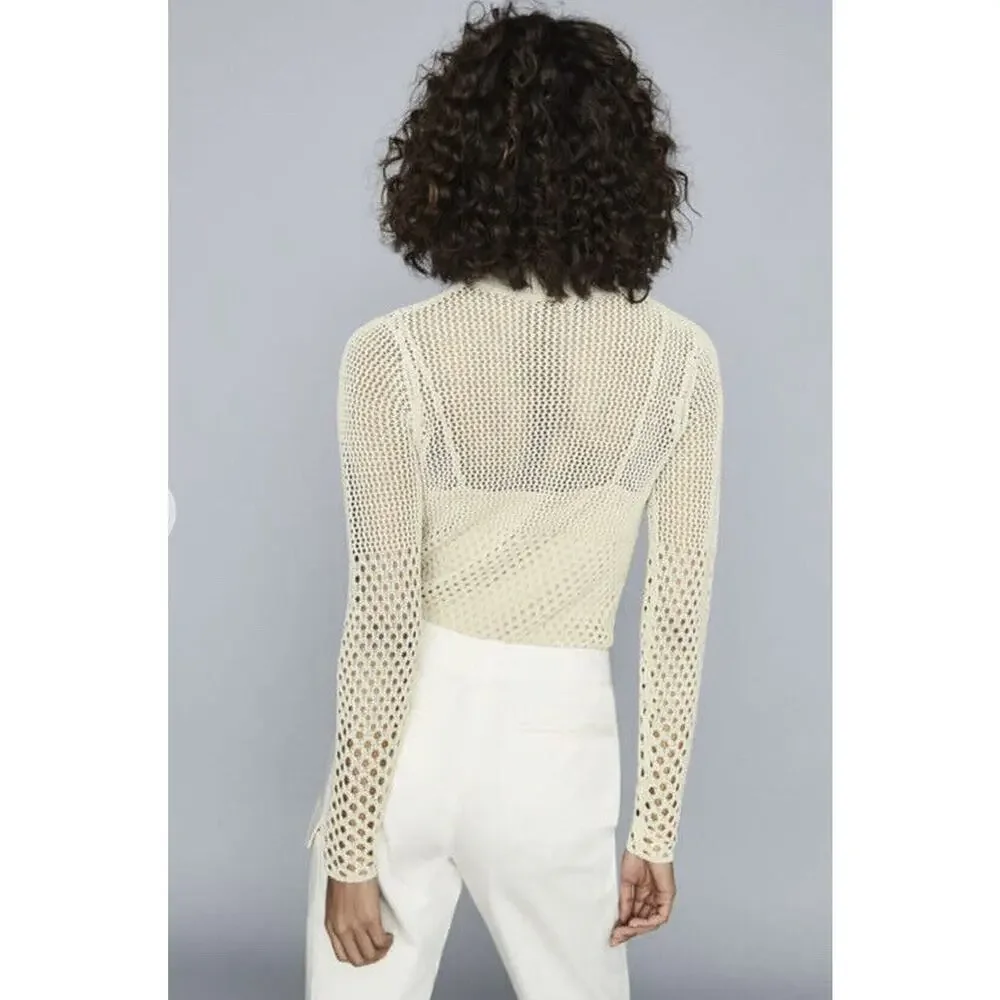 REISS Roni Open-Knit Jumper Pullover Sweater Crewneck in Natural Size S NWT